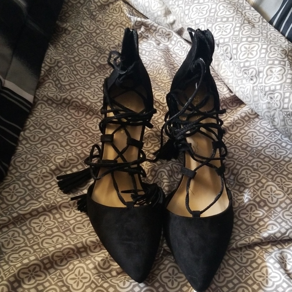 black suede heels